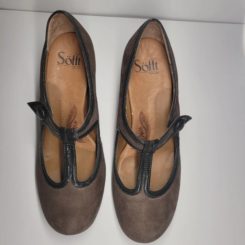 Sofft Women’s Vasta Mary Jane T Strap Kitten Heels Size 7.5 Nimbus Grey/Charcoal - Picture 2 of 11